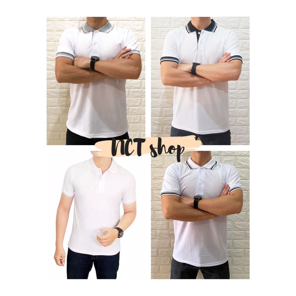 Polo Shirt PUTIH / PoloShirt / Kaos Kerah Polos Kombinasi Unisex
