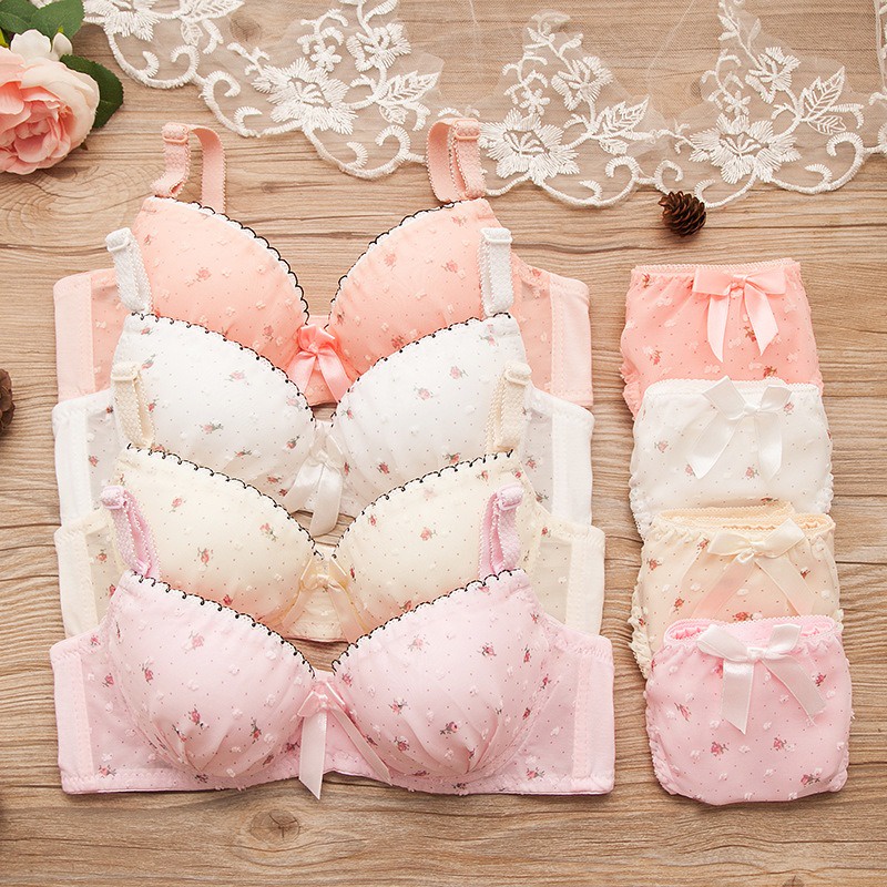 TERMURAH Set Bra / BH cewek wanita bahan import korea seksi KR015 premium motif bunga