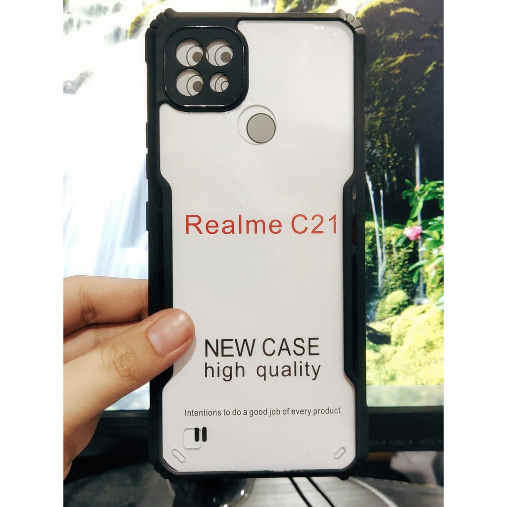 Anti Shocking Realme C21 6.5 Inch Hardcase List Hitam Acrylic Case