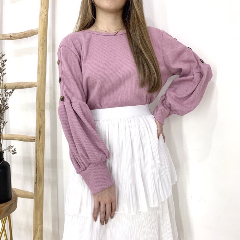 LILAC BLOUSE/BLOUSE RAJUT WAFFLE UNIQLO