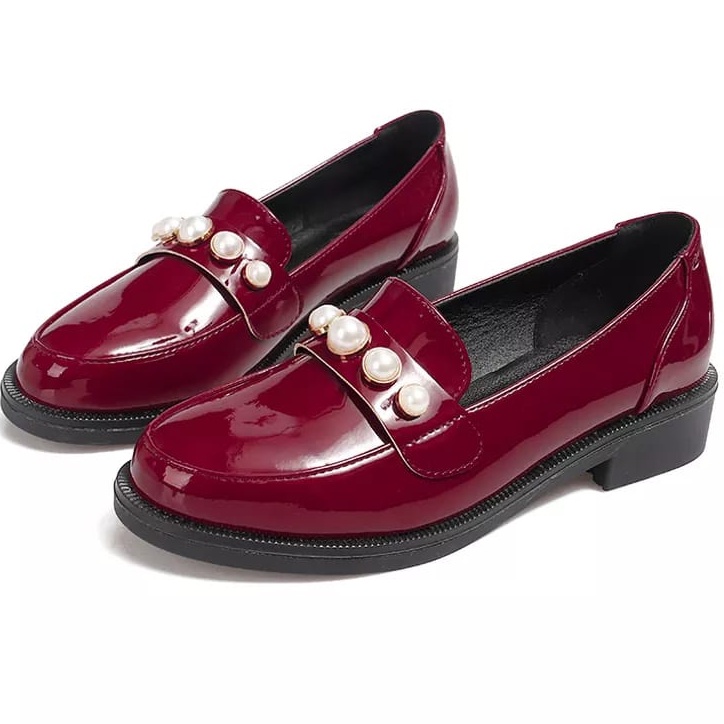 Sepatu Wanita Loafers '' MUTIARA '' Mewah RED PREMIUM MT 01