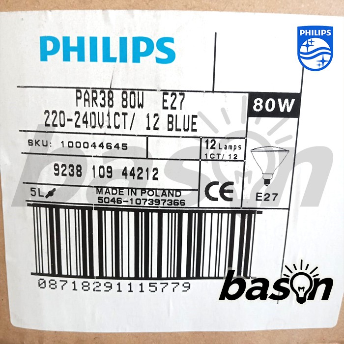 PHILIPS PARTYTONE PAR38 80W 30D BIRU / BLUE - Lampu Sorot Berwarna