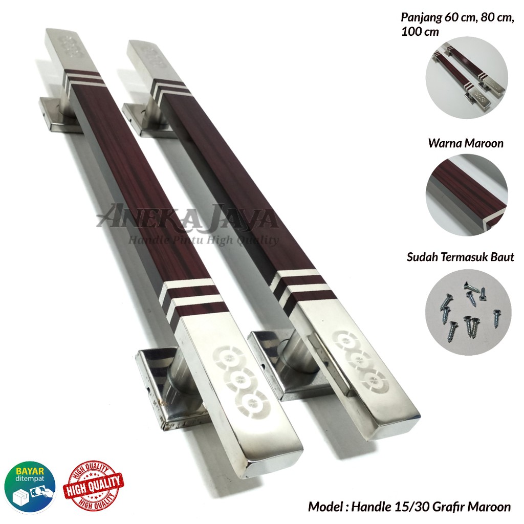 Handle Pintu rumah panjang 60 cm 80 cm 100 cm Tarikan Pintu Pegangan Pintu rumah minimalis maroon