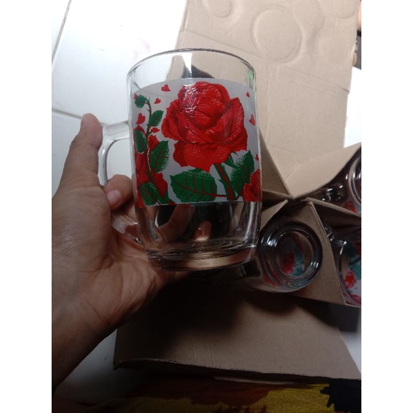 {ISI 6} GELAS KACA BESAR GELAS BELING GELAS GAGANG GELAS TEH GELAS MINUM UPM ISI 6 PCS