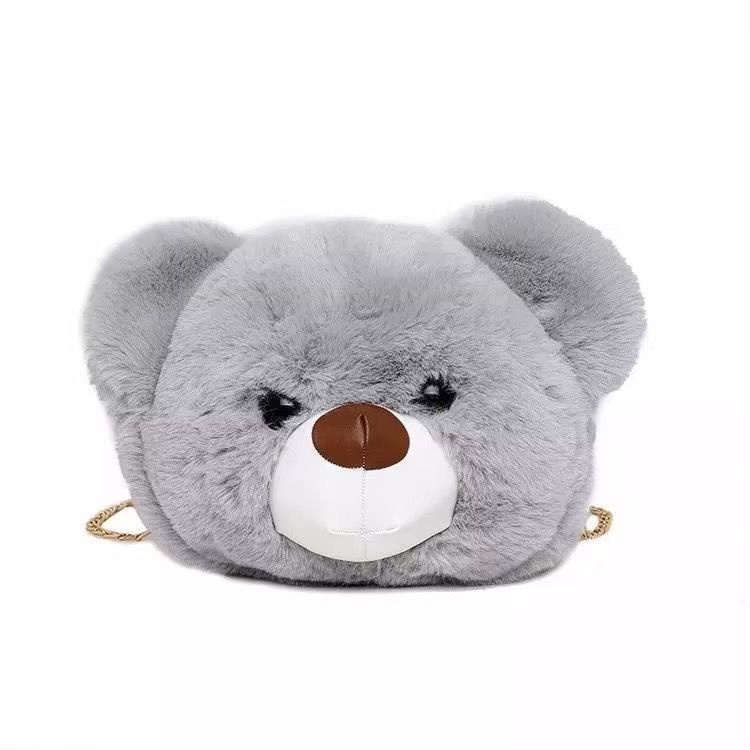 Tas Selempang Wanita Bulu Motif Boneka ENJELY BEAR Selempang Tali Rante Empuk Soft Fluffy Gemoy