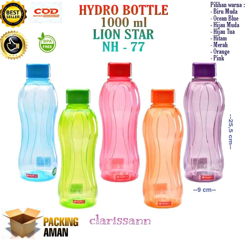 PROMO ( BISA COD) Lion Star Hydro Botol Minum Bottle 1000 ml NH-77 Botol Plastik Termos Botol air sport bottle