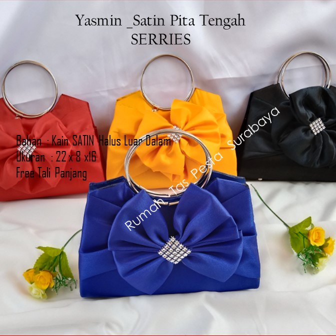 Tas Unik,Tas Elegan,Tas slempang,Yasmin _Satin Pita Tengah Hitam