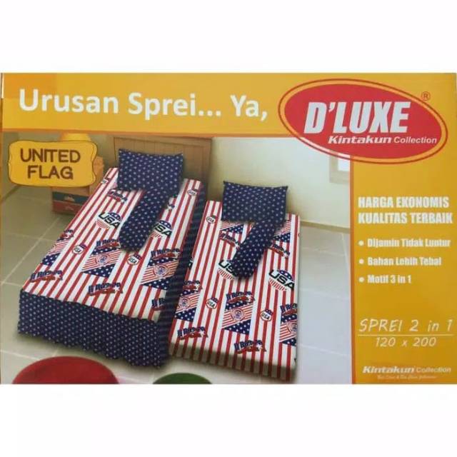 TERBARU Sprei Kintakun two in one / deluxe 2 in 1/ 120 x 200 United Flag, Single size