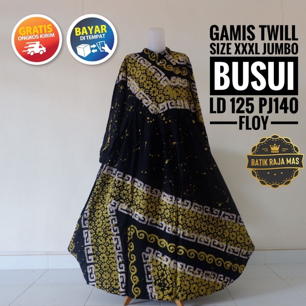 Gamis Twill Ori Pekalongan Orang Tua Wanita Ibu Ibu Jumbo Syari Lebaran Busui Friendly Resleting Dep