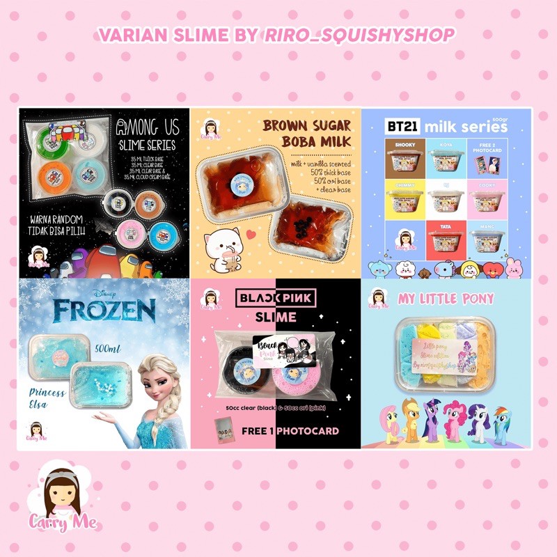 Varian Slime BOBA / AMONG US / BT 21 / BLANK PINK by RIROSQUISHYSHOP TOYS MURAH BEST SELLER PROMO