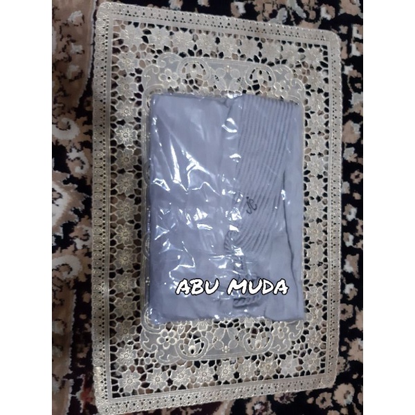 JILBAB BERGO PLISKET GELOMBANG(TK)BERGO TALI URIL Jilbab instan murah-Abu muda