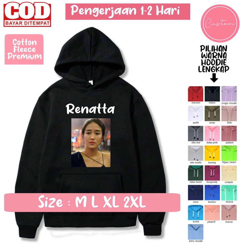 SWEATER HOODIE SABLON CUSTOM FOTO KAMU. GRATIS NAMA