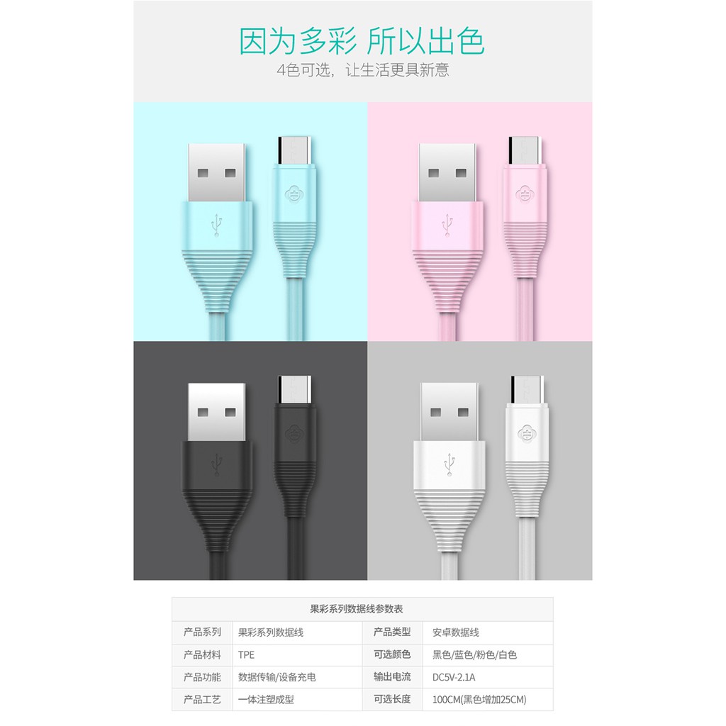 TOTU Kabel Data Micro Charger Fruitful Series 2M