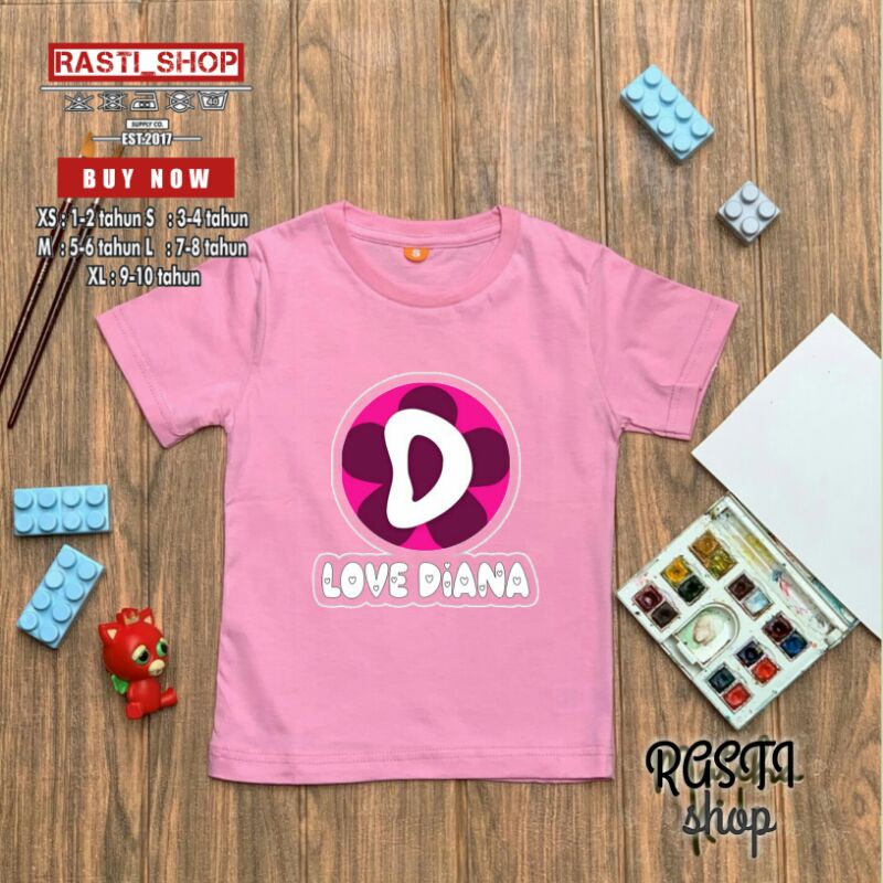 KAOS BAJU ANAK KIDS DIANA & LOVE DIANA KAOS ANAK DIANA ROMA