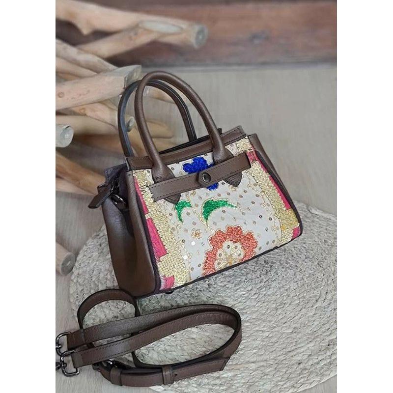 TAS HANDBAG DAN SELEMPANG TENUN | TAS ETNIK WANITA KOMBINASI KULIT ASLI 234