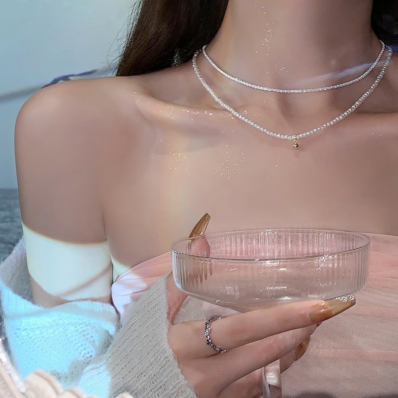 Kalung Choker Rantai Klavikula Hias Liontin Kupu-Kupu Hati Manik-Manik Mutiara Model Rongga Untuk Wanita