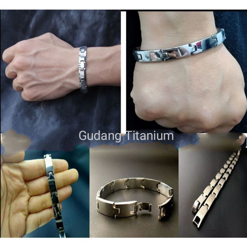 GELANG TITANIUM PRIA ANTIKARAT KARAT MODEL RANTAI KOTAK / GELANG RANTAI PRIA