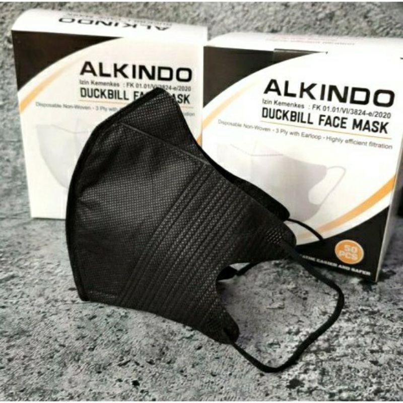 Masker ALKINDO 4PLY isi 50pcs hitam putih