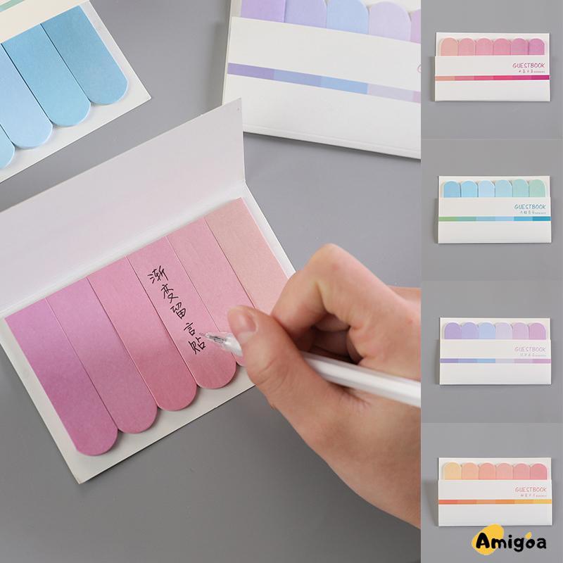 Lucu Kreatif Enam Warna Post-it Notes Siswa Belajar Gradien Catatan Stiker Indeks - AG2