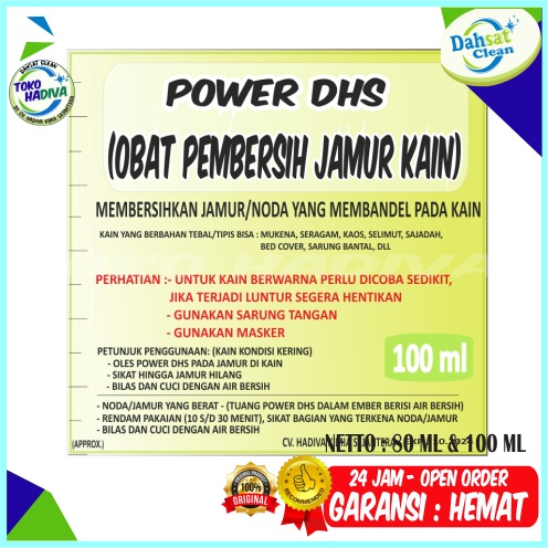 OBAT PEMBERSIH JAMUR / NODA PADA KAIN / PAKAIAN POWER DHS PENGHILANG TAYUM /JAMUR HITAM 100 ML