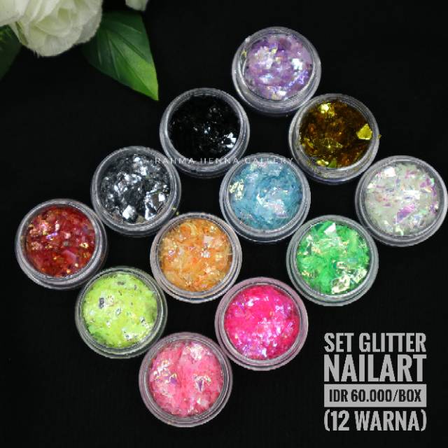 12 warna glitter nail art