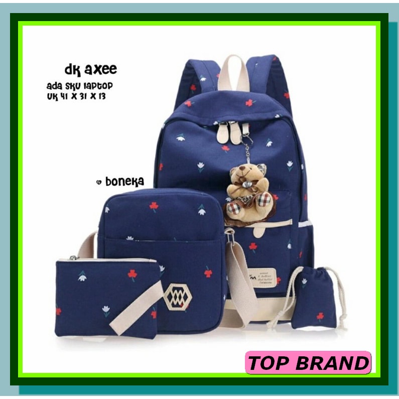 Back Pack Anello Kecil Ungu Tas Gendong Wanita Remaja Cewek Mk277 WV811 Backpack Cherry / Tas 4In1