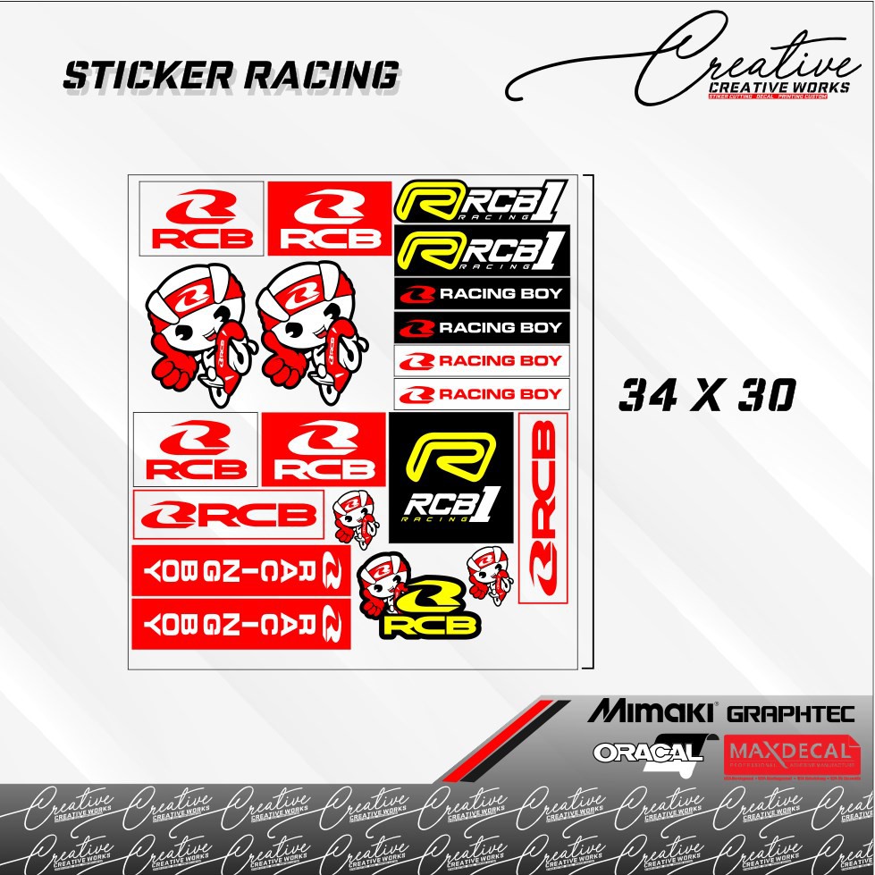 Stiker Sticker Pack RCB Racing Boy RCB 1 Stiker Pack Motor - Creative Works