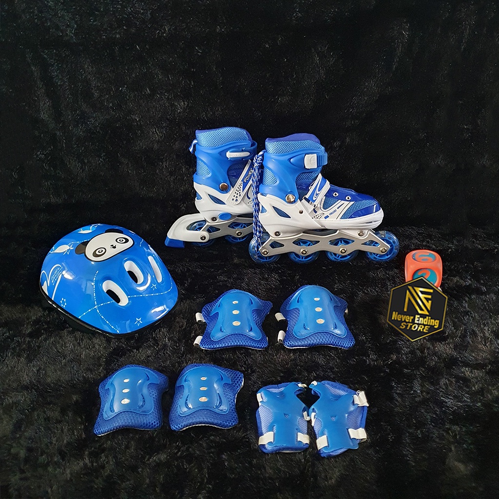 Sepatu Roda Anak Fullset Lengkap atau Inline Skates Sepaturoda dengan Pengaman Helm dan Dekker