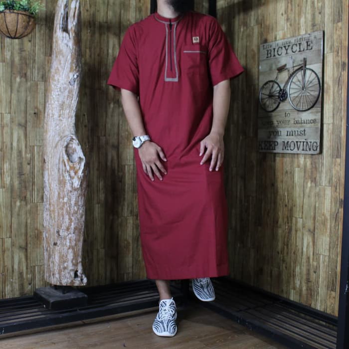 Gamis pria jubah dubai lengan pendek al amwa