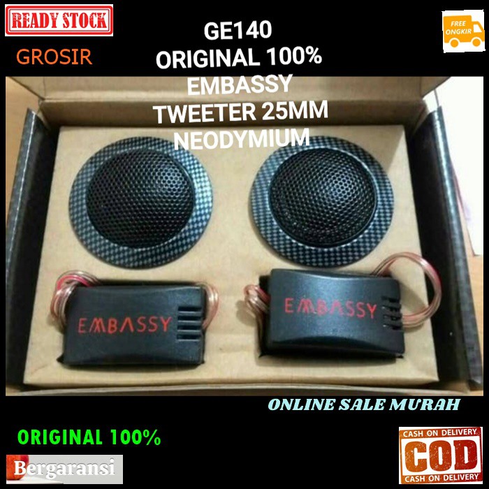 G140 Mbassy original 100% tweeter super DOME twiter speaker spk mini mobil car NEODYMIUM audio sound system musik suround bahan besi magnet CROSSOVER music suara best G140  Harga adalah sepasang atau 2pcs speaker  Bisa buat speaker aktip ataupun pasif spe