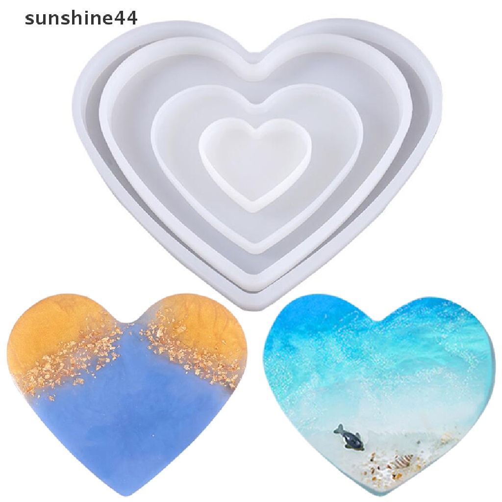 Sunshine Cetakan Resin UV Bentuk Hati Bahan Silikon Untuk Membuat Perhiasan DIY