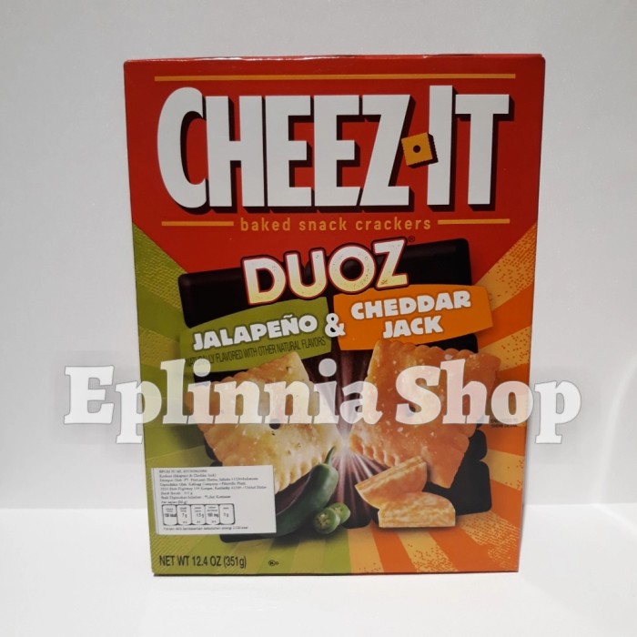 

Cheez It Baked Snack Crackers Duoz Jalapeno & Cheddar Jack 351 gr