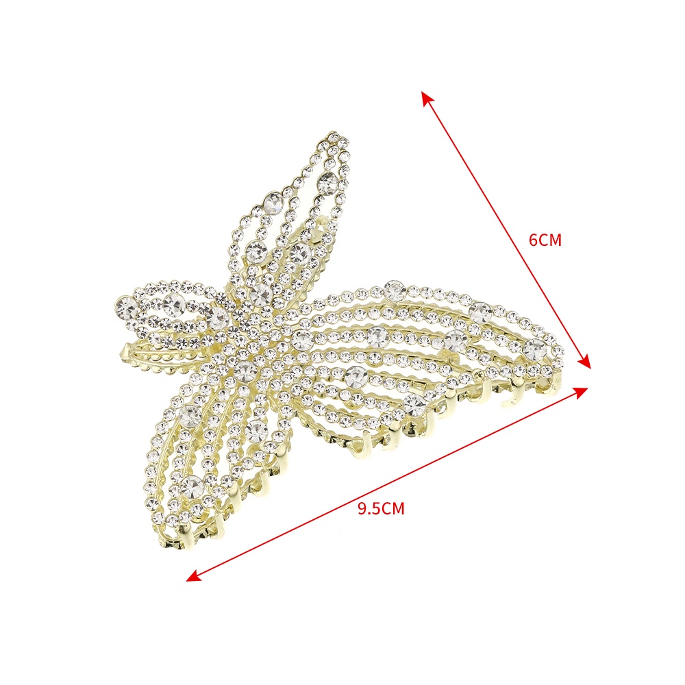 Jepit Rambut Bentuk Kupu-Kupu Aksen Berlian Imitasi Bahan Alloy Gaya Korea Untuk Wanita