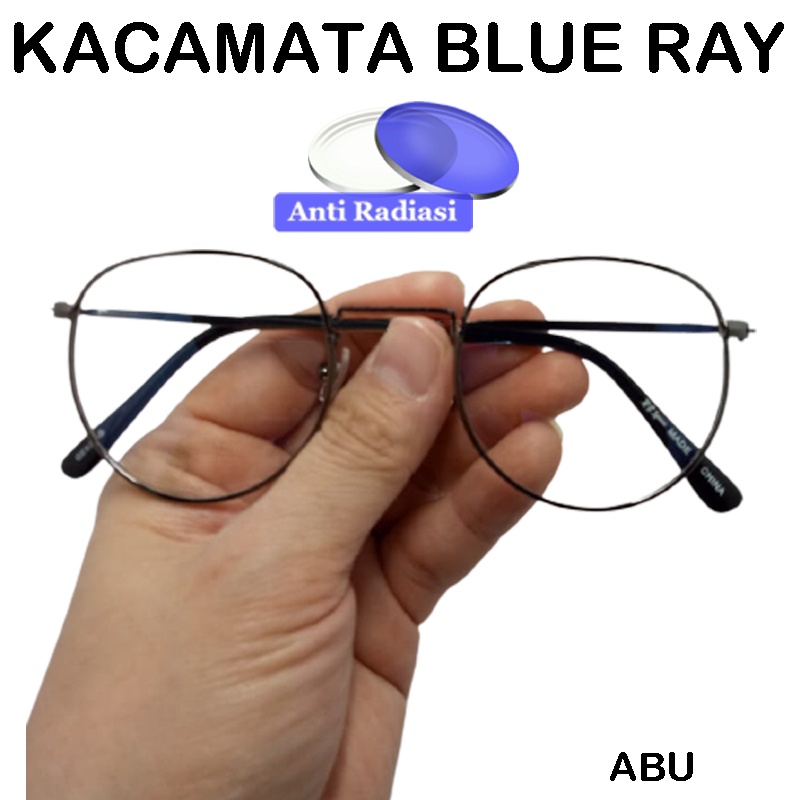 Kacamata Anti Radiasi Komputer HP Lensa Blue Light Blocking Fashion Wanita Pria Unisex Frame Oval Metal / Besi / Kacamata Anti Sinar Biru