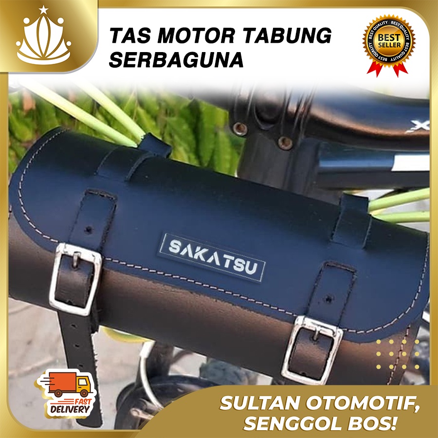 TABUNG MOTOR Just Ride Sakatsu/ Tas Jas Hujan Motor Kulit / Tas Samping Retro