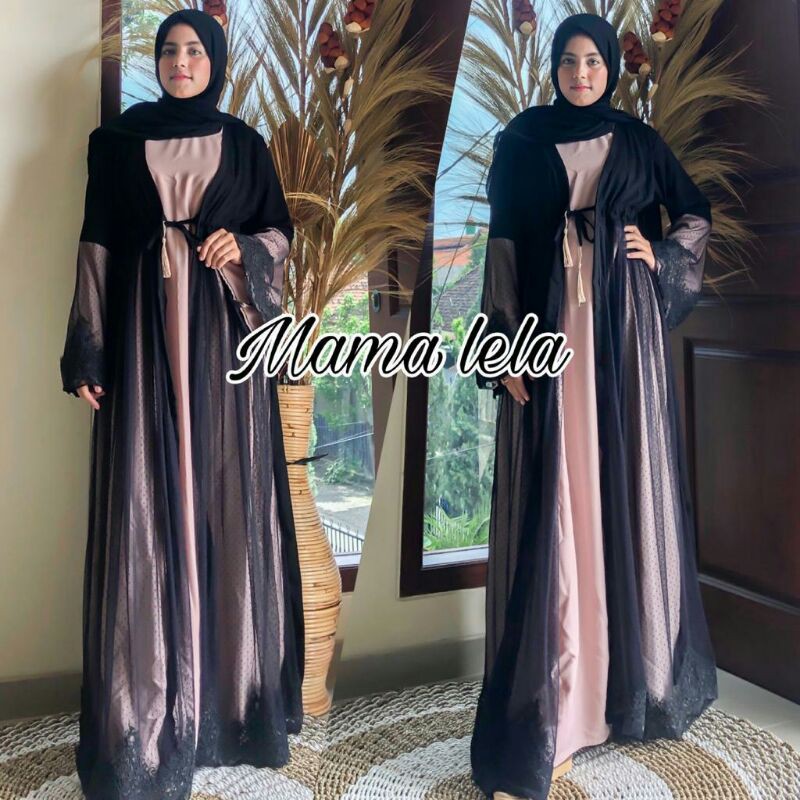 Abaya Mama Lela Tile Brukat Bawah
