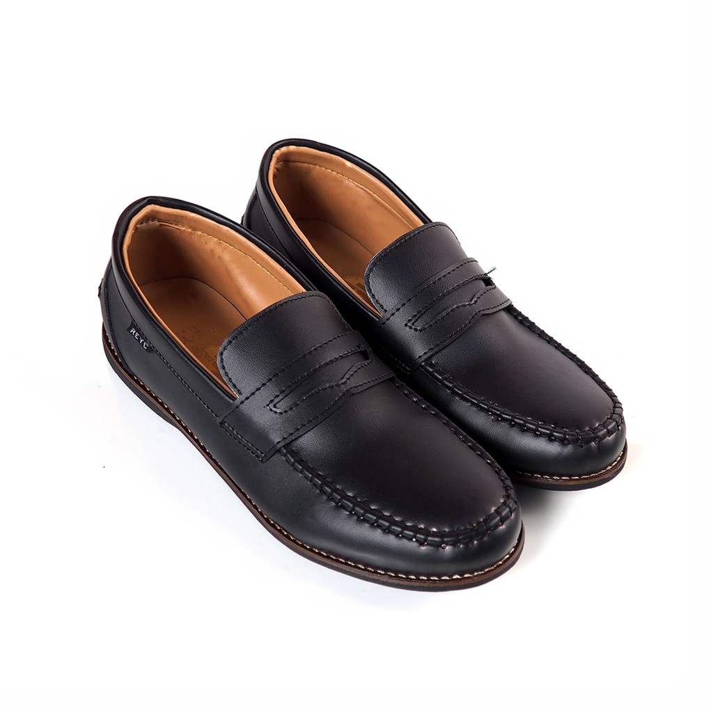 Shuffle Black | Sepatu Loafers Penny Klasik Vintage Klasik Ori Loafer Slip Footwear | FORIND x Reyl