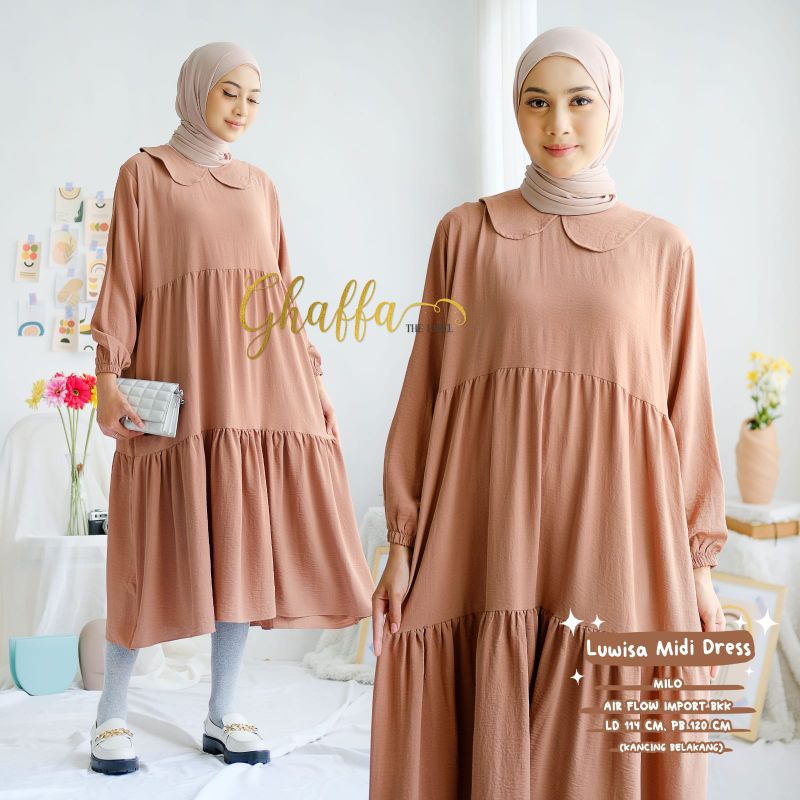 LUWISA MIDI DRESS BY GHAFFA THE LABEL (MIDI DRESS MUSLIMAH) Dress wanita rekomended