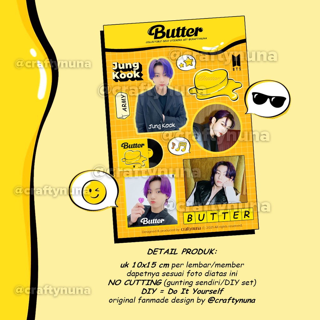 (BT-023) BTS Butter Fanmade Collectibles DIY Sticker set case hp stiker laptop deco hias journal kpop