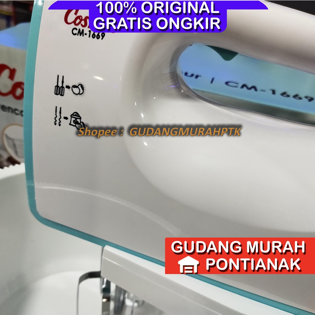 Mixer Cosmos Mangkok STAND MIXER COSMOS CM-1669 1669 COSMIC WITH CONTAINER 3 LITER GARANSI Pengaduk pengocok pencampur adonan