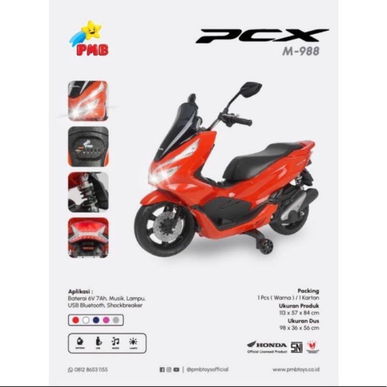 SEPEDA MOTOR AKI ANAK PMB M988 LISENSI HONDA PCX OFFICIAL LICENSED PRODUCT ASLI ORIGINAL MURAH SURAB