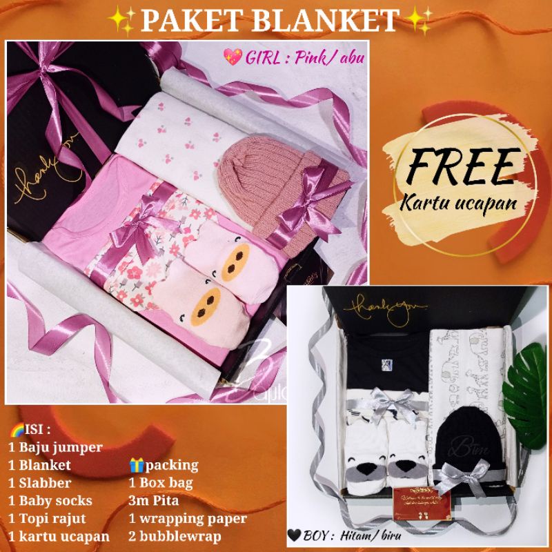 KADO BAYI GIFT SET BABY hampers baju box perempuan laki parsel lahiran kembar BTM bajutasmurahku-✨Paket BLANKET✨5