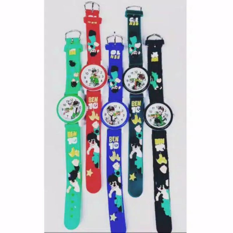 (Terima Cod)Jam Tangan Anak Anak Timbul Ben 10 Rubber(Dikirim Dari Jakarta)