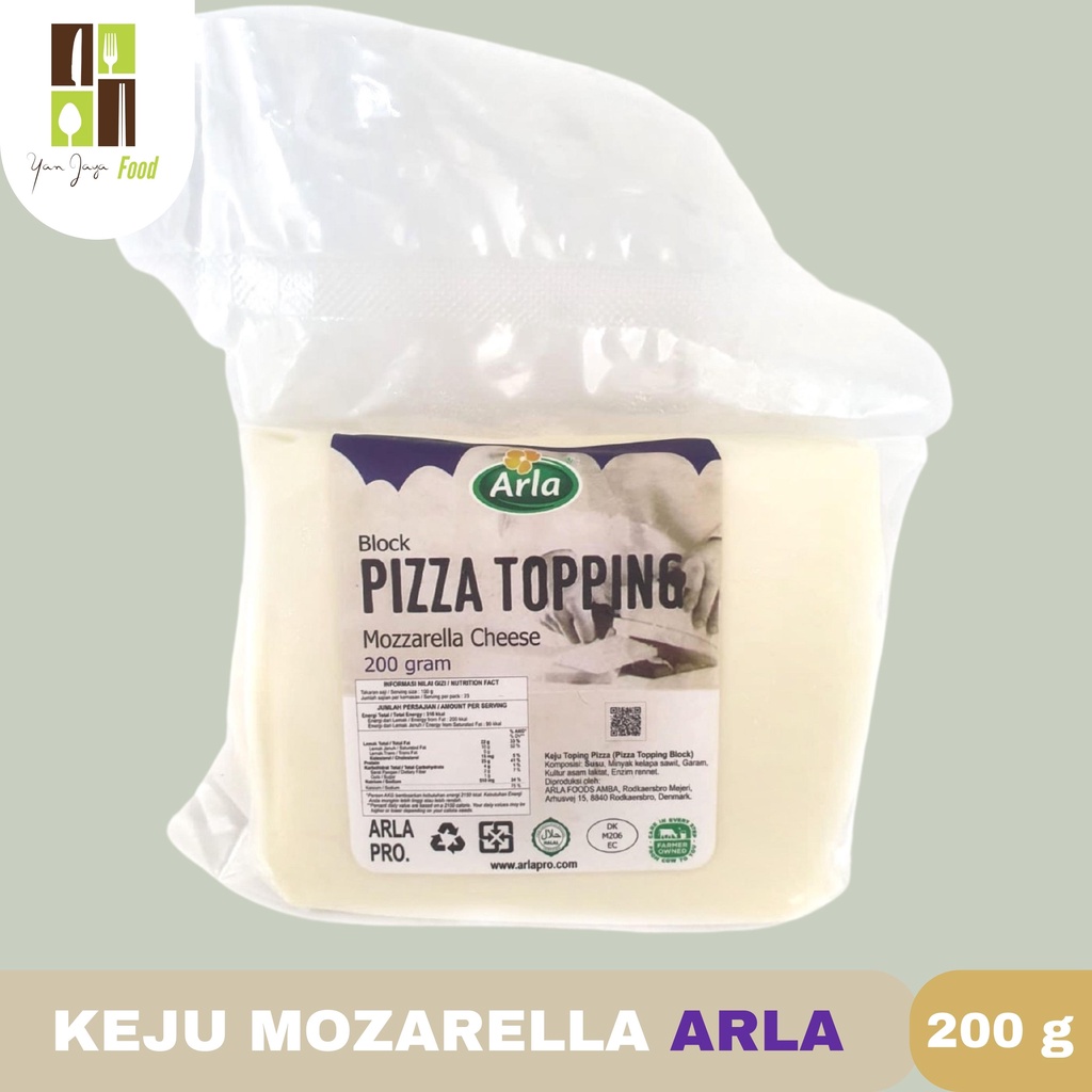 KEJU MOZARELLA ARLA PIZZA TOPPING UNSALTED 200GR / 250GR / 1KG