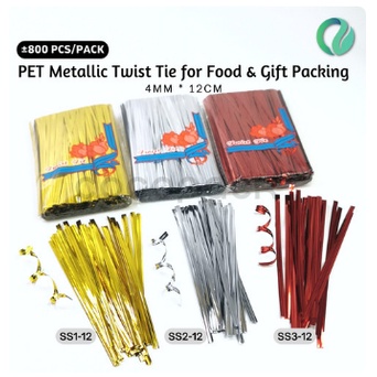 

PET Metalic Twist Tie Kawat Ikat Dekorasi Plastik Roti Permen 4MM 12CM