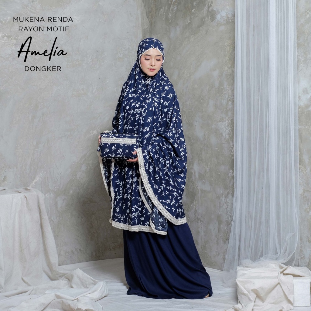 PUSAT MUKENA TASIK - MUKENA DEWASA RENDA RAYON MOTIF AMELIA