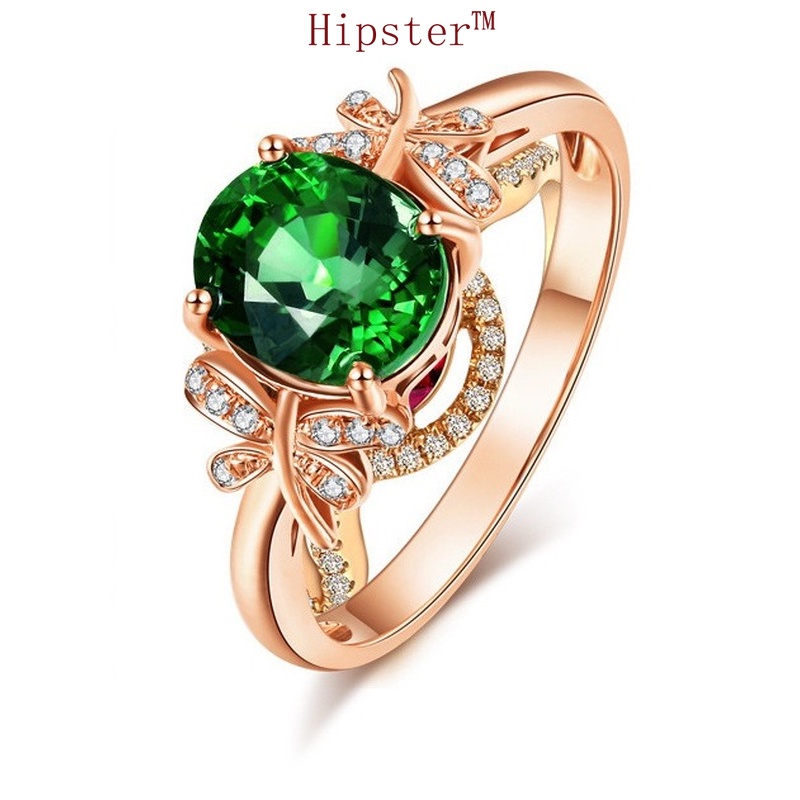 Hot Sale Top-Selling Product Fashion Emerald Butterfly Adjustable Ring