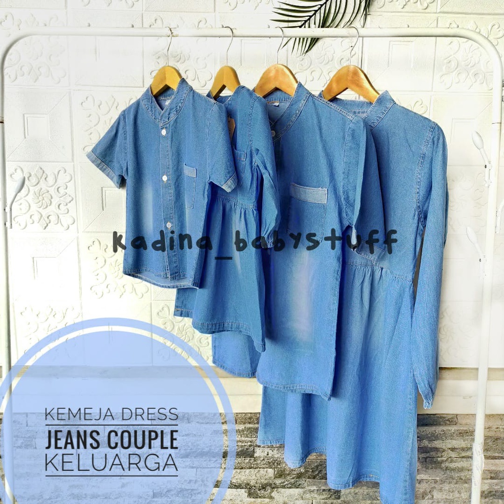 (Harga Satuan) KEMEJA DRESS JEANS COUPLE KELUARGA/ KEMEJA JEANS ANAK PEREMPUAN / DRESS JEANS COUPLE