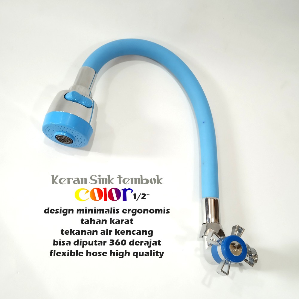 Kran Angsa Flexible Warna 1/2Inch Keran Tembok Flexible Kran Sink Flexible Color Handle Baling