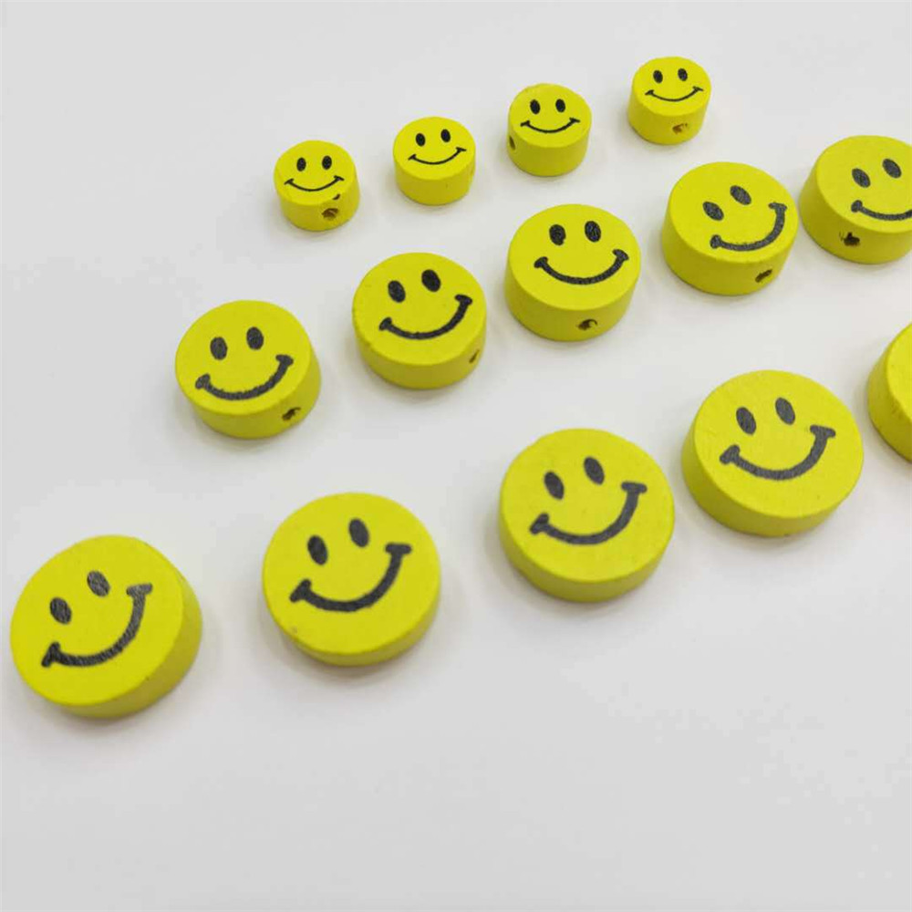 【COD Tangding】50PCS/set DIY Cartoon Cute Yellow Smile face Beads Children Jewelry Accessories